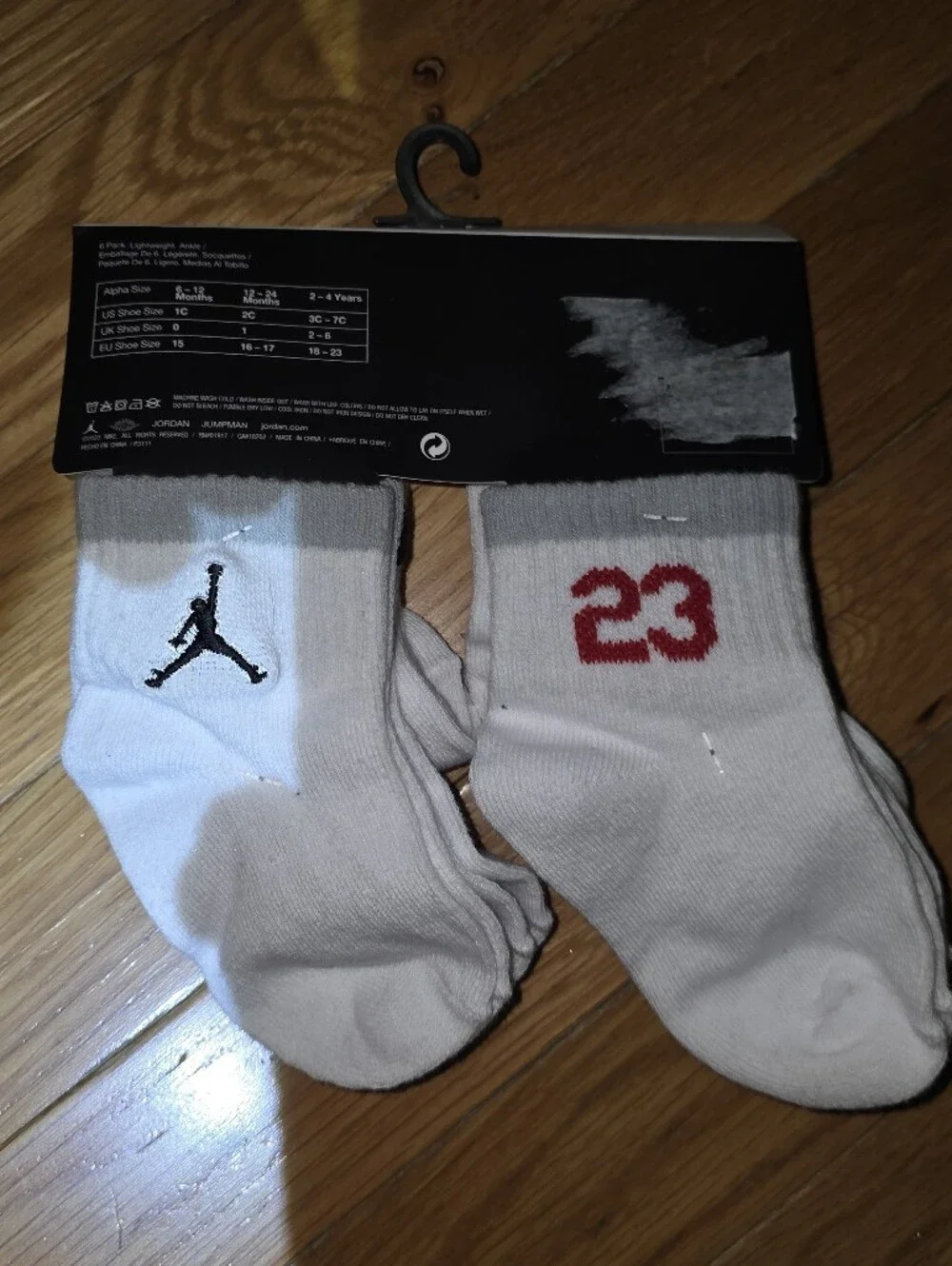 New INFANT NIKE JORDAN 23 Air JUMPMAN 6PK SOCKS RED GRAY WHITE BLACK 12-24